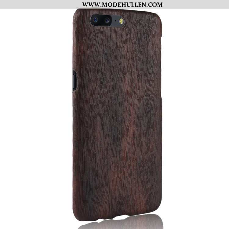 Hülle Oneplus 5 Leder Muster Handy Schwer Lila Aus Holz