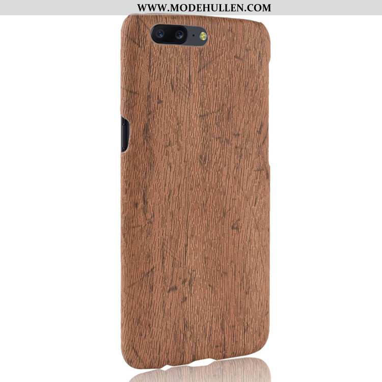 Hülle Oneplus 5 Leder Muster Handy Schwer Lila Aus Holz