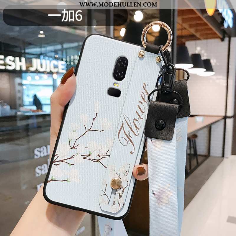 Hülle Oneplus 6 Dünne Silikon Chinesische Art Blumen Weiß Super Case Weiße