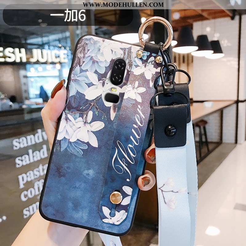 Hülle Oneplus 6 Dünne Silikon Chinesische Art Blumen Weiß Super Case Weiße