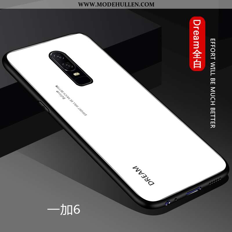 Hülle Oneplus 6 Kreativ Trend Weiche Liebhaber Glas Handy Anti-sturz Weiße