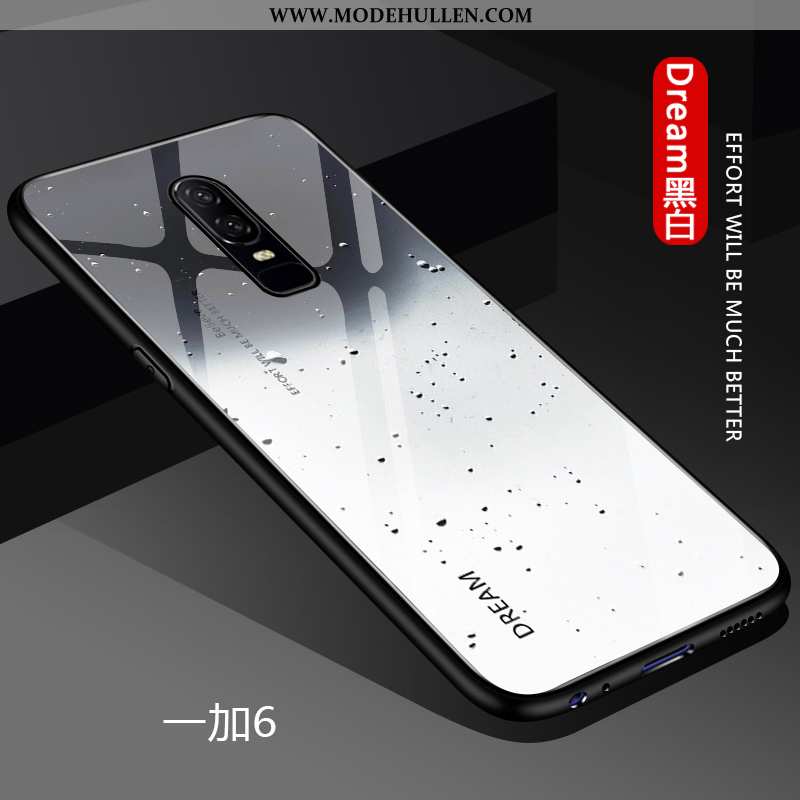 Hülle Oneplus 6 Kreativ Trend Weiche Liebhaber Glas Handy Anti-sturz Weiße