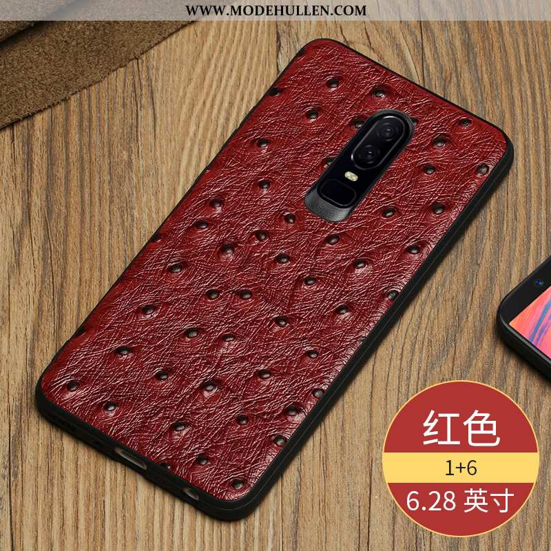 Hülle Oneplus 6 Persönlichkeit Kreativ Qualität Trend Rot Leder Rote