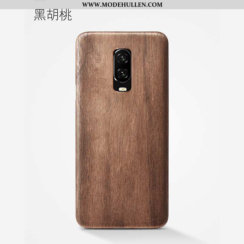 Hülle Oneplus 6t Aus Holz Super Blumen Handy Schwarz Qualität Anti-sturz