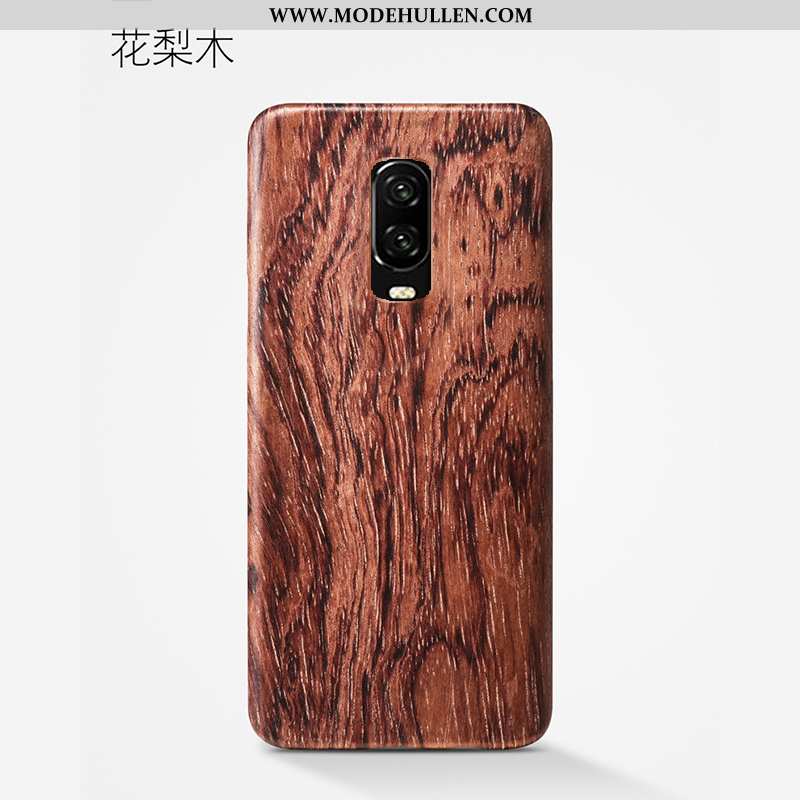 Hülle Oneplus 6t Aus Holz Super Blumen Handy Schwarz Qualität Anti-sturz