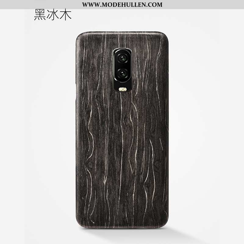 Hülle Oneplus 6t Aus Holz Super Blumen Handy Schwarz Qualität Anti-sturz