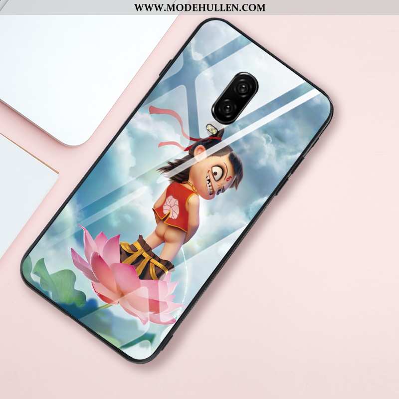 Hülle Oneplus 6t Glas Persönlichkeit Spiegel Netto Rot Chinesische Art Weiche Einfassung Khaki