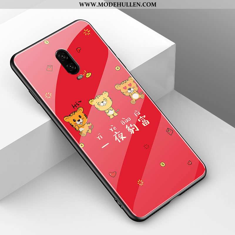 Hülle Oneplus 6t Karikatur Nette Rot Einfach Anti-sturz Case Einfassung Rote