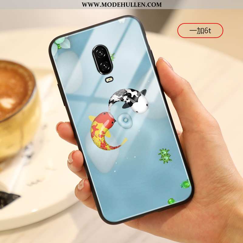 Hülle Oneplus 6t Kreativ Glas Netto Rot Alles Inklusive Kunst Persönlichkeit Liebhaber Weiße