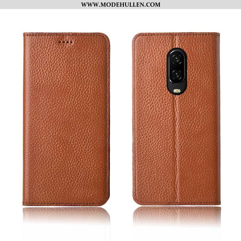 Hülle Oneplus 6t Silikon Schutz Case Litchi Weiche Khaki