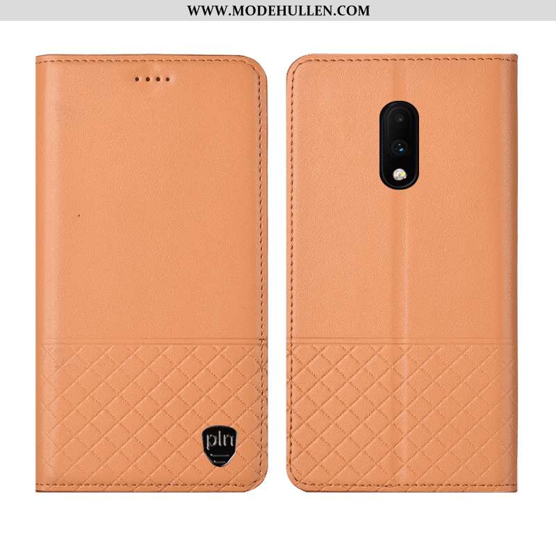 Hülle Oneplus 7 Echt Leder Schutz Alles Inklusive Folio Handy Case Gelb Gelbe