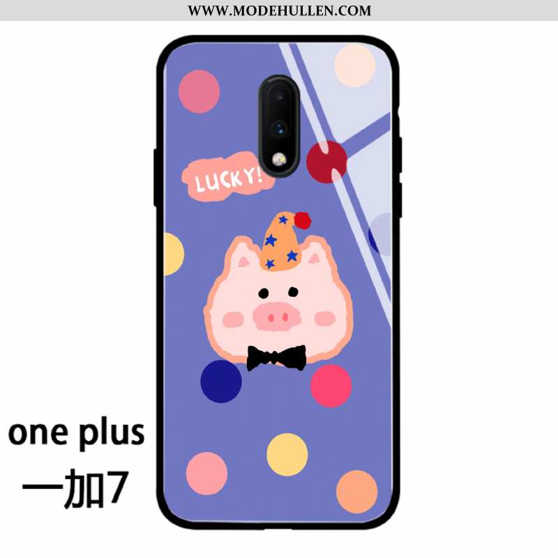 Hülle Oneplus 7 Kreativ Karikatur Frisch Glas Netto Rot Einfach Silikon Rosa