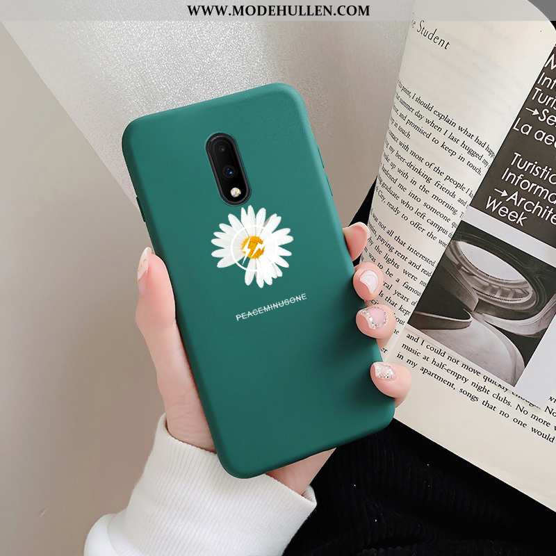 Hülle Oneplus 7 Persönlichkeit Kreativ Silikon Chrysanthemes Handy Trend Blumen Grün