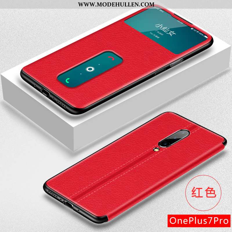 Hülle Oneplus 7 Pro Persönlichkeit Kreativ Clamshell Weiche Rot Schutz Handy Rote