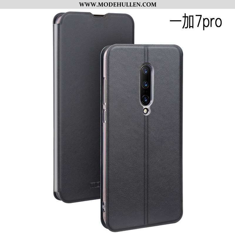 Hülle Oneplus 7 Pro Schutz Lederhülle Weiche Case Trend Rot Silikon Rote