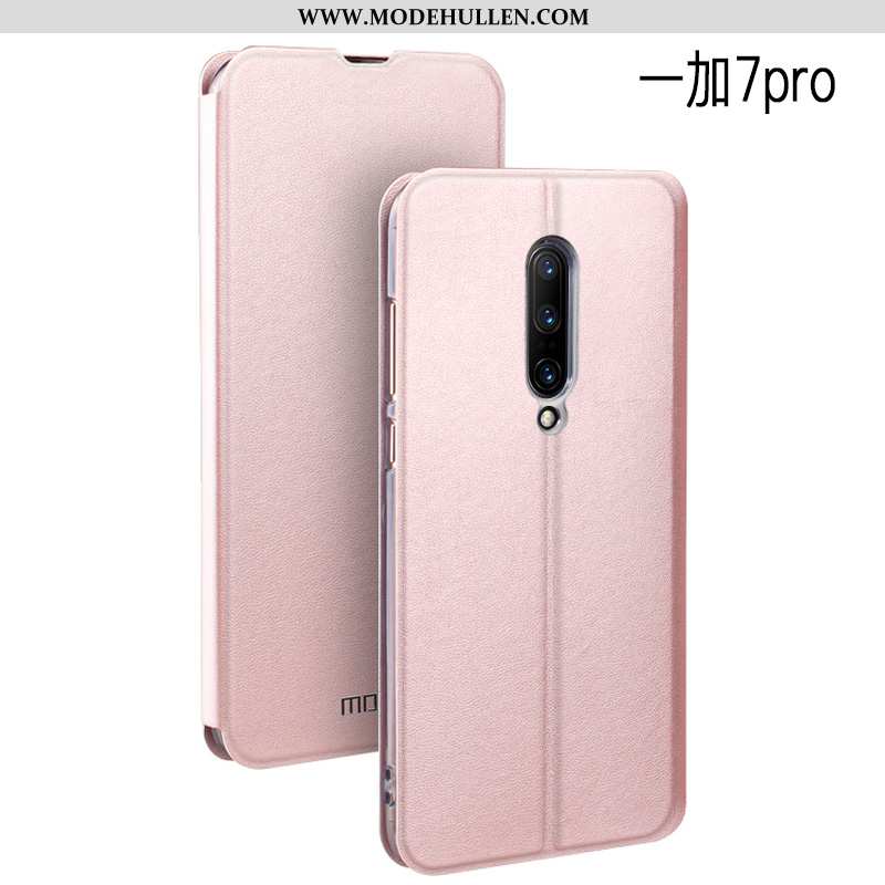 Hülle Oneplus 7 Pro Schutz Lederhülle Weiche Case Trend Rot Silikon Rote