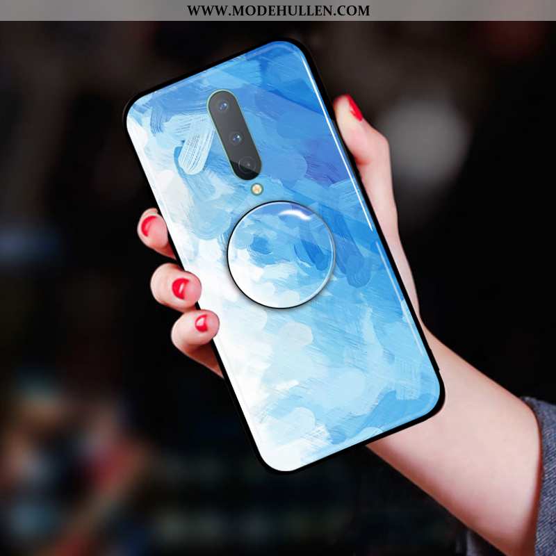 Hülle Oneplus 7 Pro Schutz Weiche Handy Halterung Silikon Einfassung Blau