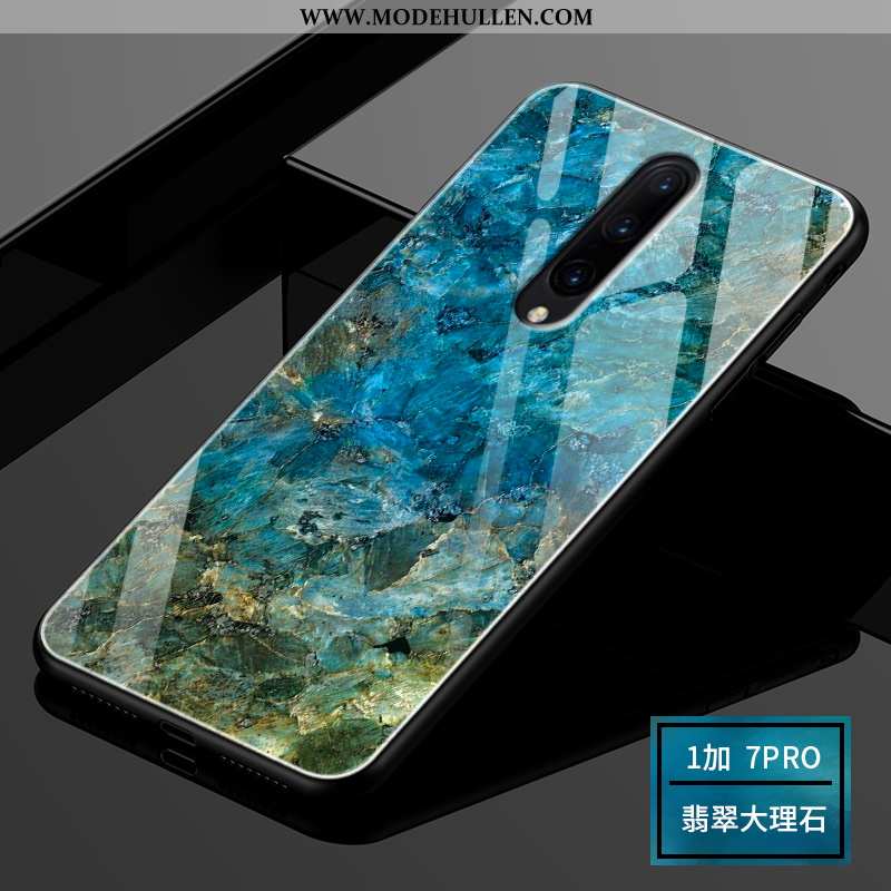 Hülle Oneplus 7 Pro Silikon Schutz Handy Glas Grün Schwer Case