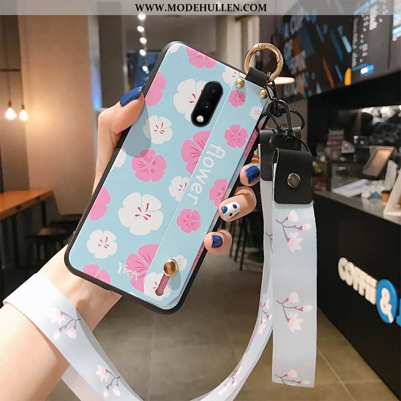 Hülle Oneplus 7 Schutz Hängender Hals Blau Mini Handy Case Frisch