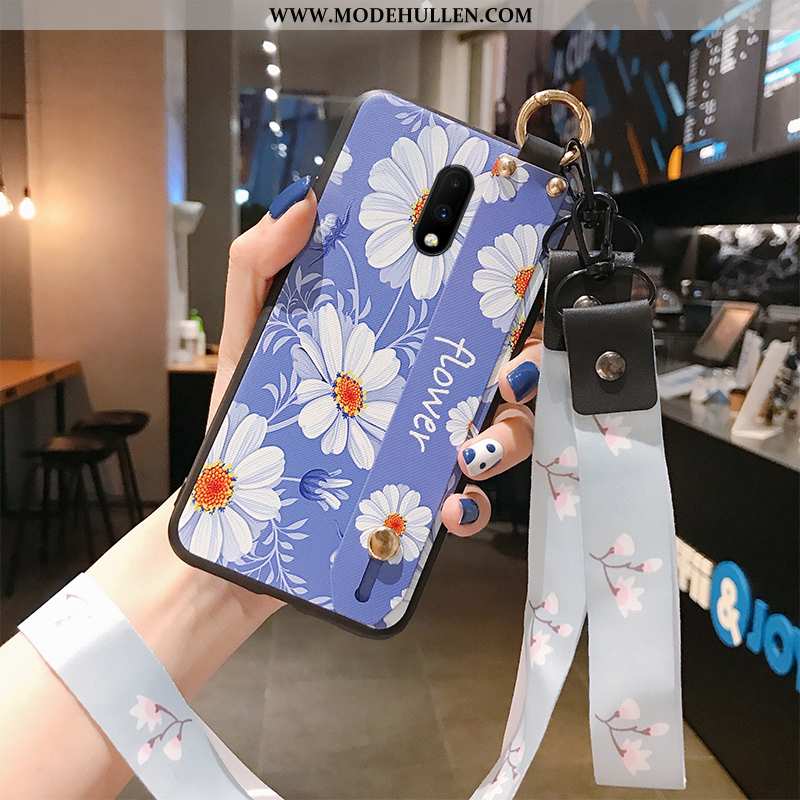 Hülle Oneplus 7 Schutz Hängender Hals Blau Mini Handy Case Frisch