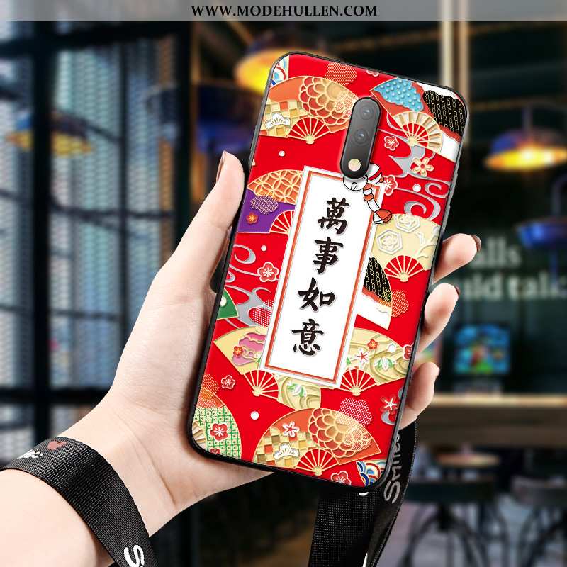 Hülle Oneplus 7 Trend Weiche Case Prägung Handy Alles Inklusive Rot Rote