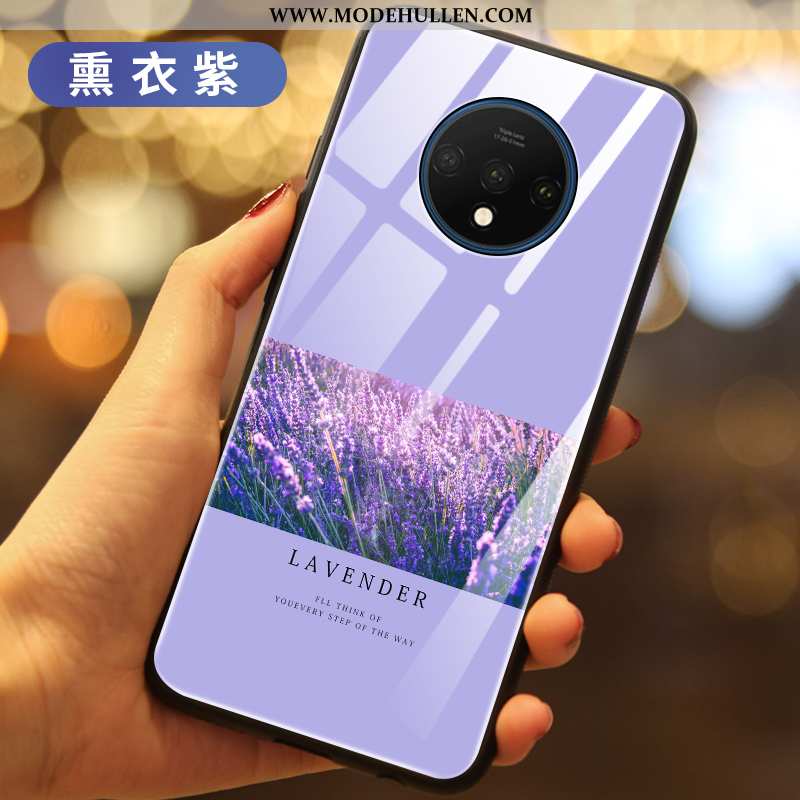 Hülle Oneplus 7t Dünne Silikon Case High-end Blumen Alles Inklusive Super Lila