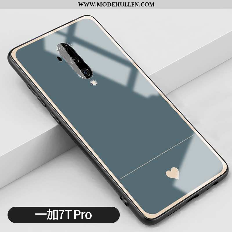 Hülle Oneplus 7t Pro Schutz Glas Mini Handy Gold Case Blau