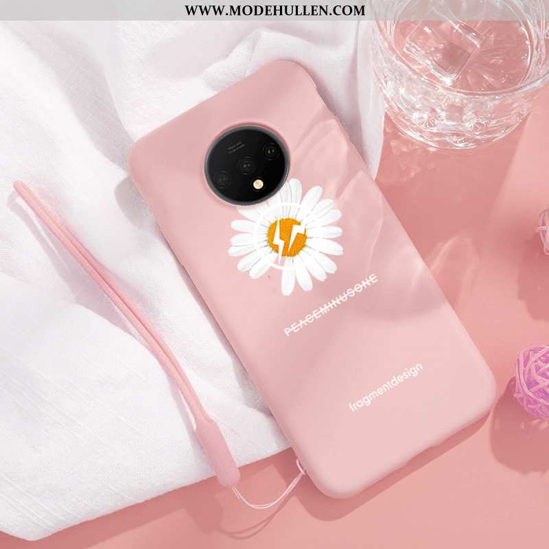 Hülle Oneplus 7t Silikon Einfach Chrysanthemes Frisch Handy Anti-sturz Rosa