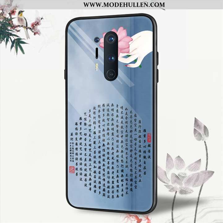 Hülle Oneplus 8 Pro Glas Persönlichkeit Case Schutz Kreativ Handy Blumen Beige