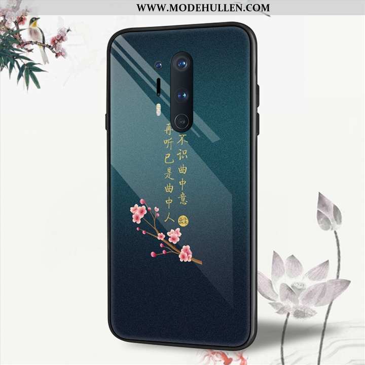 Hülle Oneplus 8 Pro Glas Persönlichkeit Case Schutz Kreativ Handy Blumen Beige