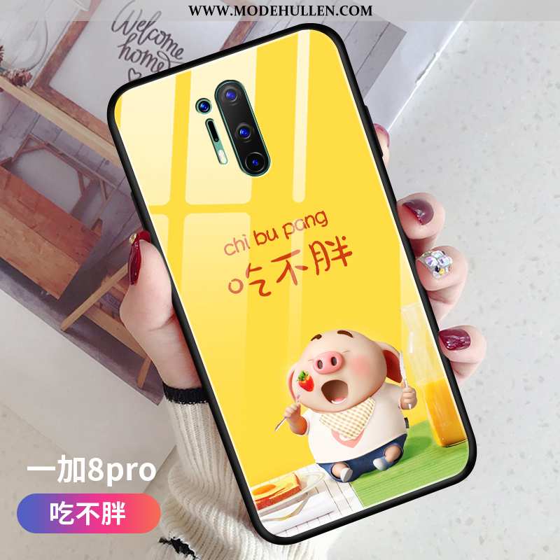 Hülle Oneplus 8 Pro Glas Persönlichkeit Karikatur Einfassung Anti-sturz Case Mini Rote