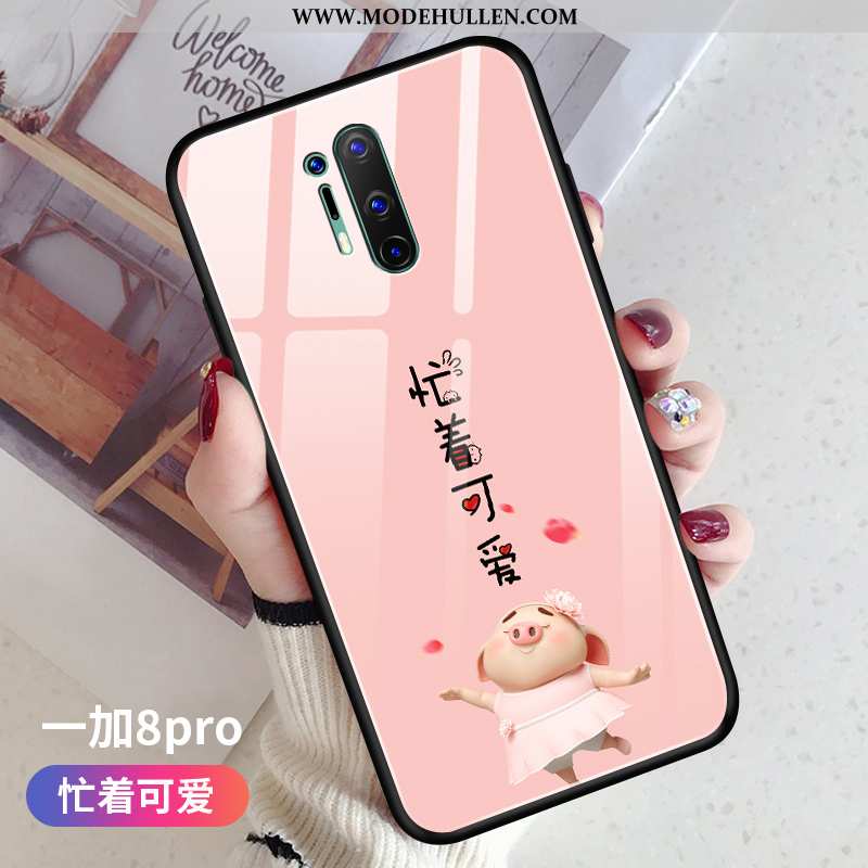 Hülle Oneplus 8 Pro Glas Persönlichkeit Karikatur Einfassung Anti-sturz Case Mini Rote