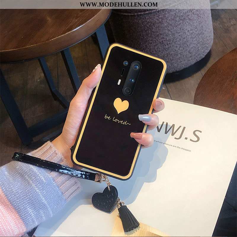 Hülle Oneplus 8 Pro Kreativ Liebe Schutzglasmodepersönlichkeittrendweiche Wind Handy Case Schwarz