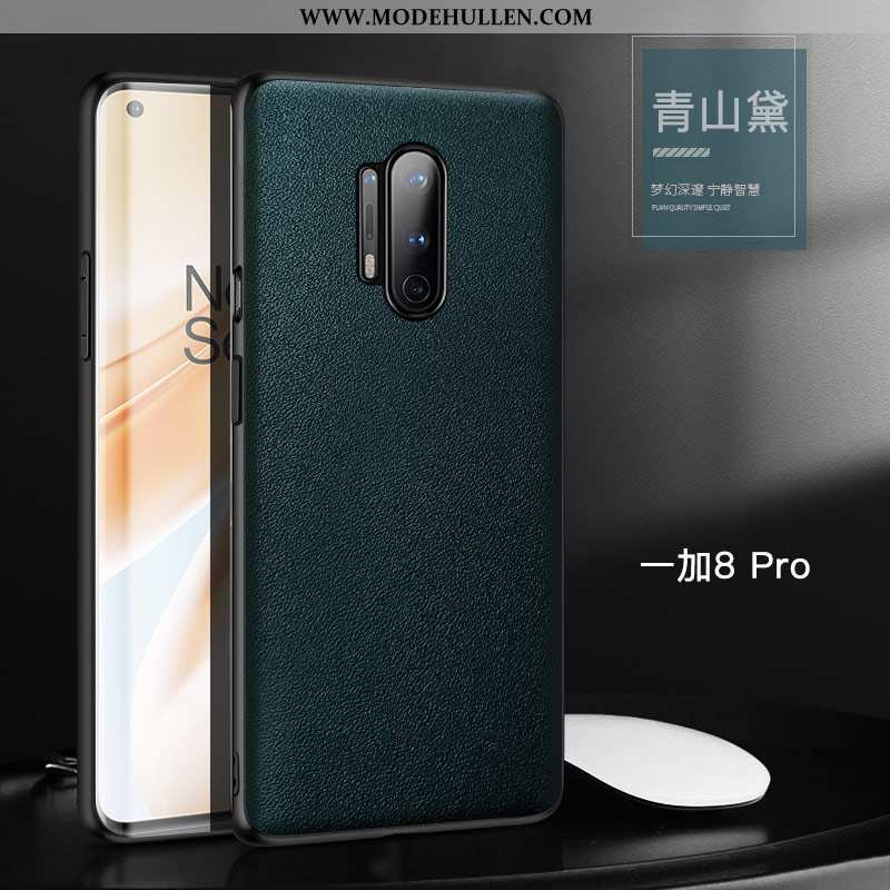 Hülle Oneplus 8 Pro Lederhülle Persönlichkeit Leder Einfach Trend Kuh Schwarz