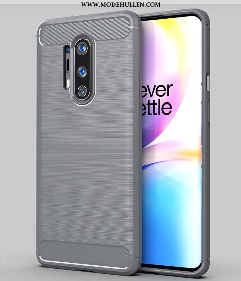 Hülle Oneplus 8 Pro Silikon Schutz Case Grau Handy Anti-sturz