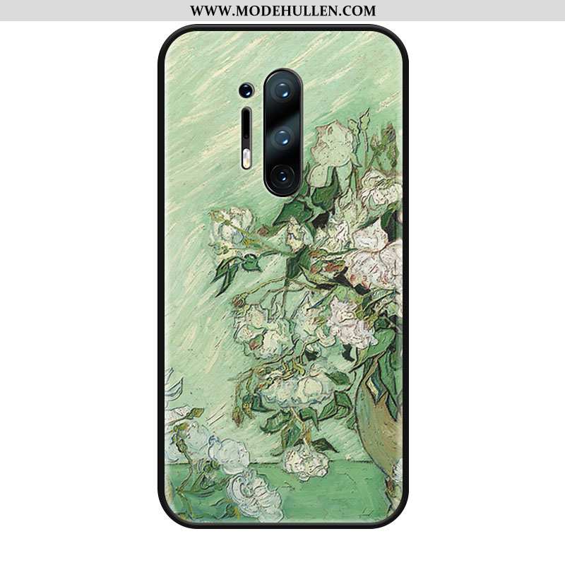 Hülle Oneplus 8 Pro Silikon Schutz Grün Weiß Rose Case