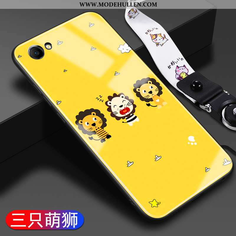 Hülle Oppo A3 Glas Mode Kreativ Handy Karikatur Schutz Hintere Abdeckung Gelbe