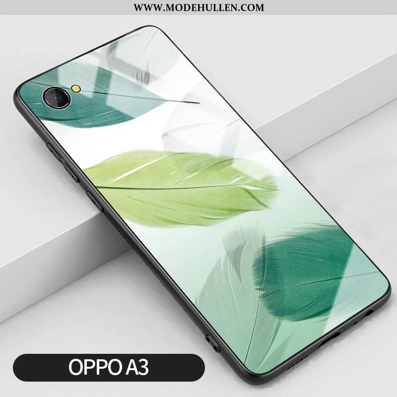 Hülle Oppo A3 Glas Silikon Grün Frisch Einfach Schwer