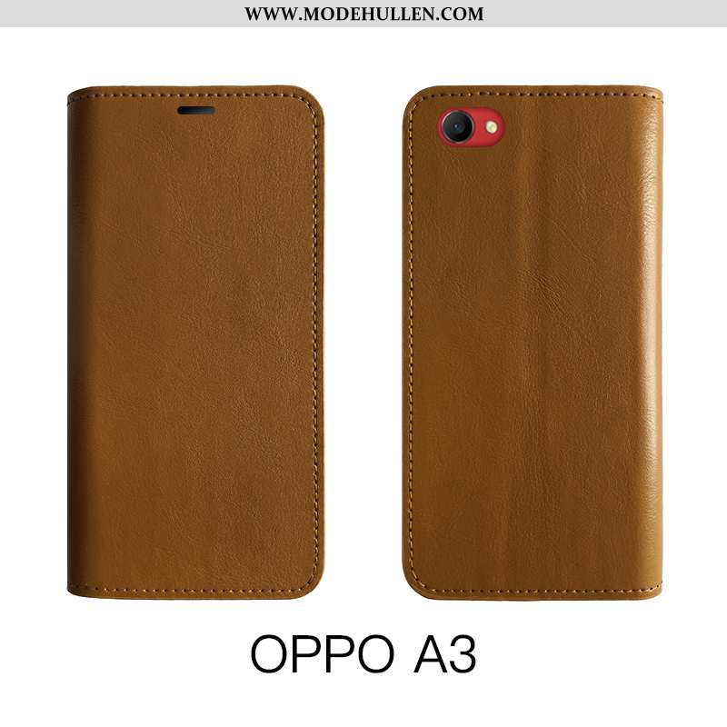 Hülle Oppo A3 Silikon Schutz Case Business Schwarz Schwer Folio