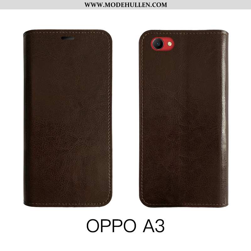 Hülle Oppo A3 Silikon Schutz Case Business Schwarz Schwer Folio