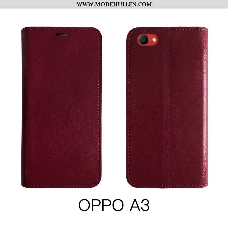 Hülle Oppo A3 Silikon Schutz Case Business Schwarz Schwer Folio