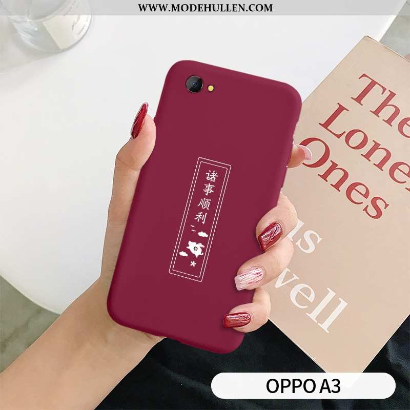 Hülle Oppo A3 Super Weiche Einfach Rot Schutz Silikon Case Rote