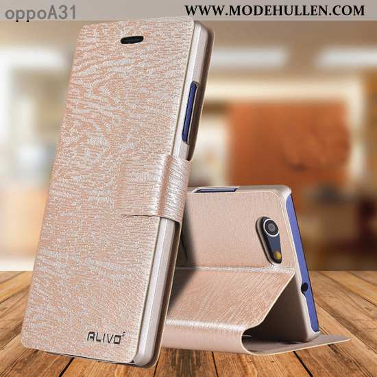 Hülle Oppo A31 Lederhülle Schutz Gold Anti-sturz Folio Alles Inklusive Handy