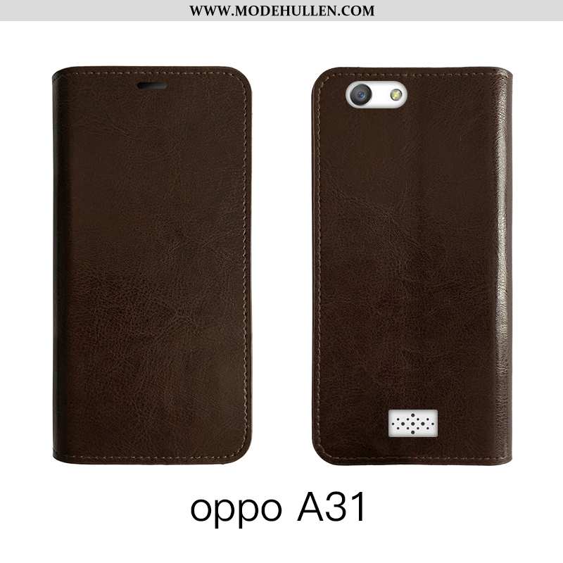 Hülle Oppo A31 Schutz Lederhülle High-end Leder Handy Anti-sturz Braun