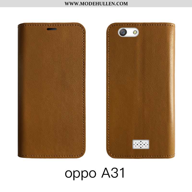 Hülle Oppo A31 Schutz Lederhülle High-end Leder Handy Anti-sturz Braun