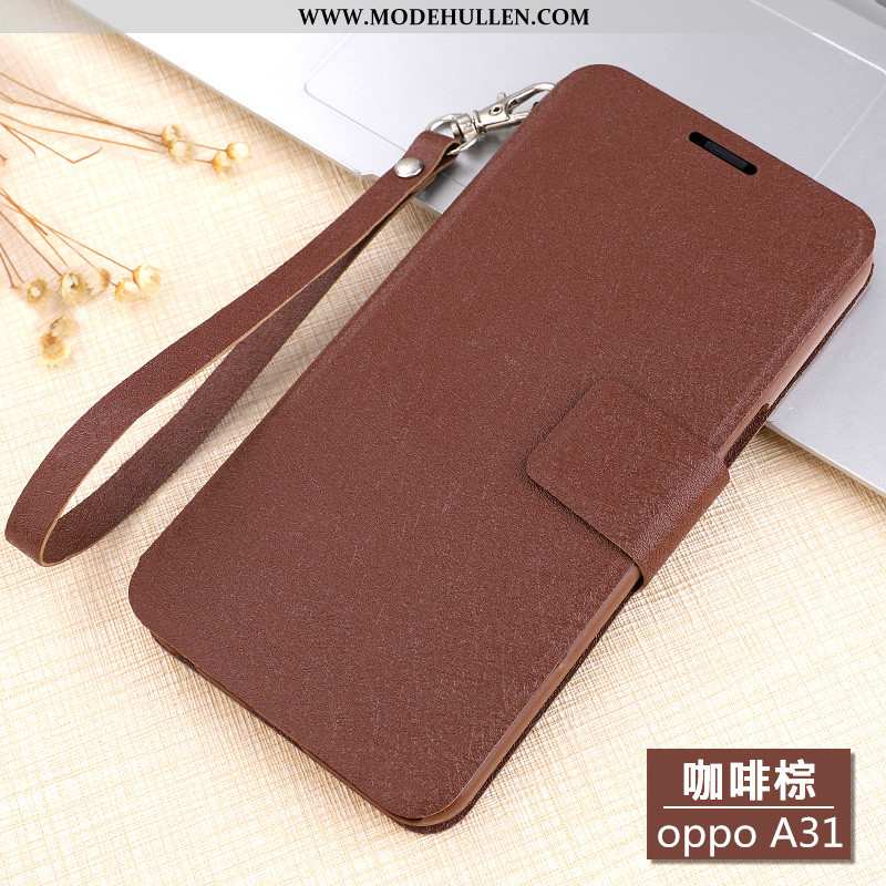 Hülle Oppo A31 Schutz Lederhülle Nubuck Silikon Anti-sturz Handy Braun