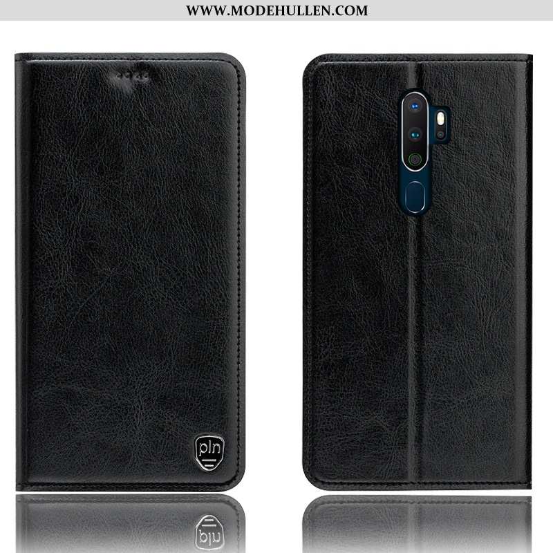 Hülle Oppo A5 2020 Lederhülle Muster Folio Anti-sturz Case Schutz Braun