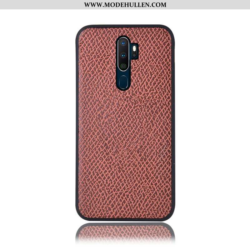 Hülle Oppo A5 2020 Muster Schutz Mesh Handy Anti-sturz Echt Leder Rosa