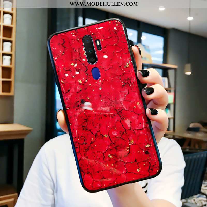 Hülle Oppo A5 2020 Persönlichkeit Kreativ Schutz Spiegel Glas Netto Rot Handy Rote