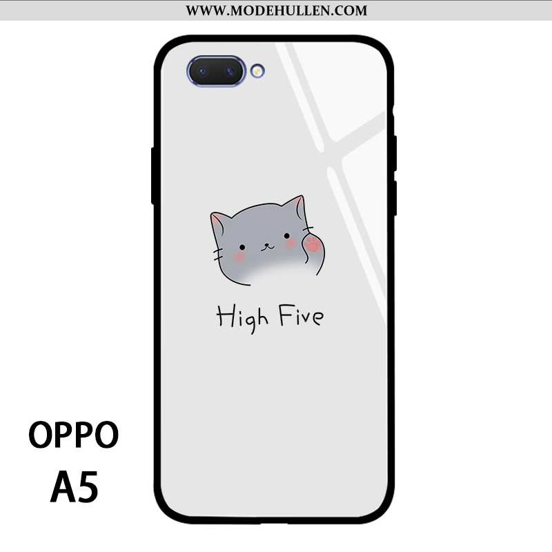Hülle Oppo A5 Nette Silikon Katzen Anti-sturz Persönlichkeit Netto Rot Niedliche Weiße